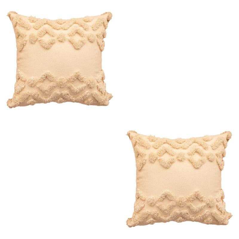 Pack of 2 Faux Wool Throw Pillow Covers 18x18 Inches Decorative Farmhouse Velvet Couch Pillow Case Soft Plush Square Boho Cushion Pillowcase