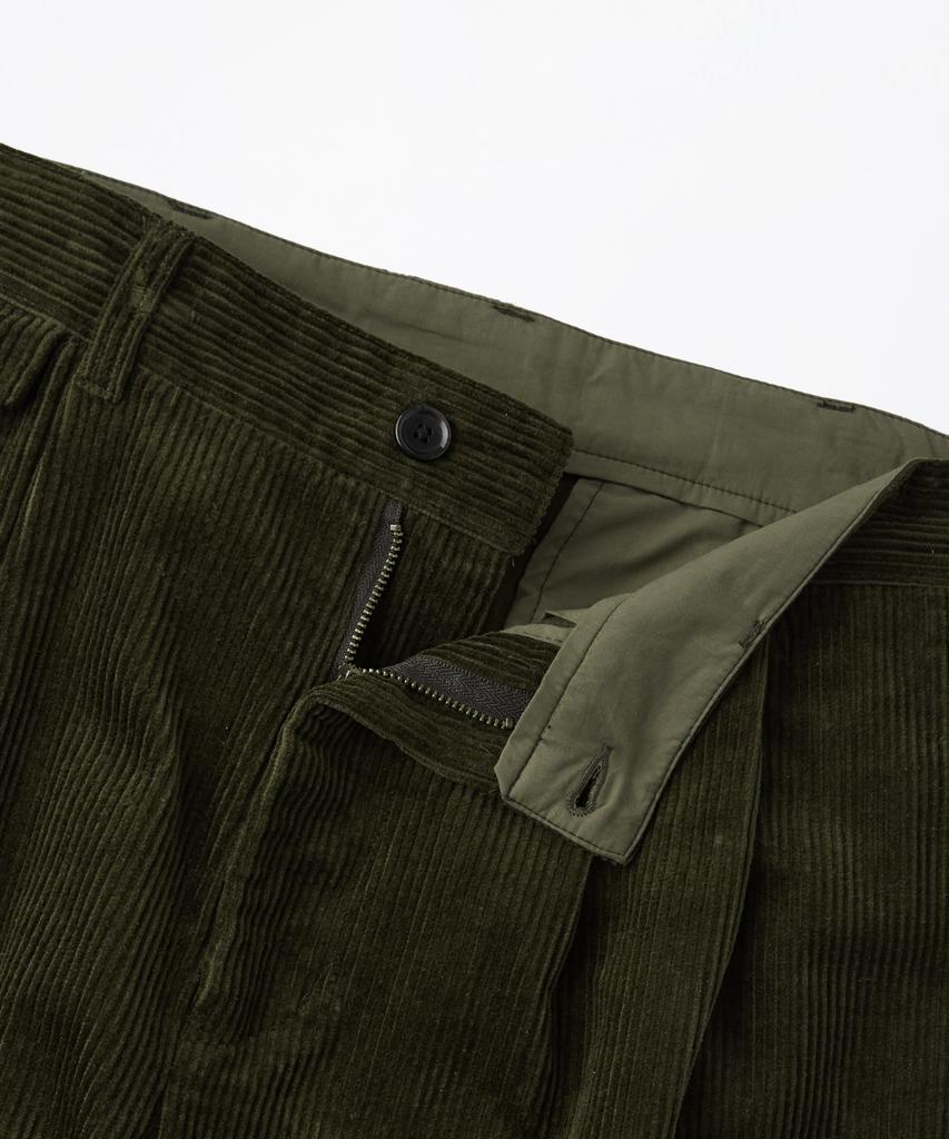 OUTSTANDING High Density Corduroy Double Pleated Pants_D.Olive