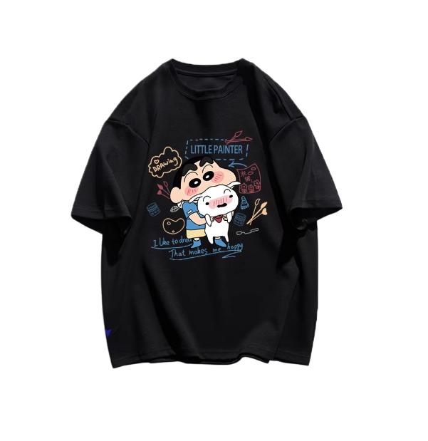 

Crayon Shin Chan Little Painter Print Casual T Shirt Cute Anime Short Sleeve Tee for Unisex Women S