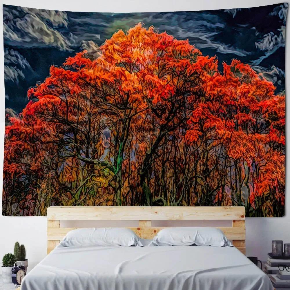 Oil Painting Colorful Big Tree Decorative Tapestry Home Wall Decoration Office Living Room Tapestry