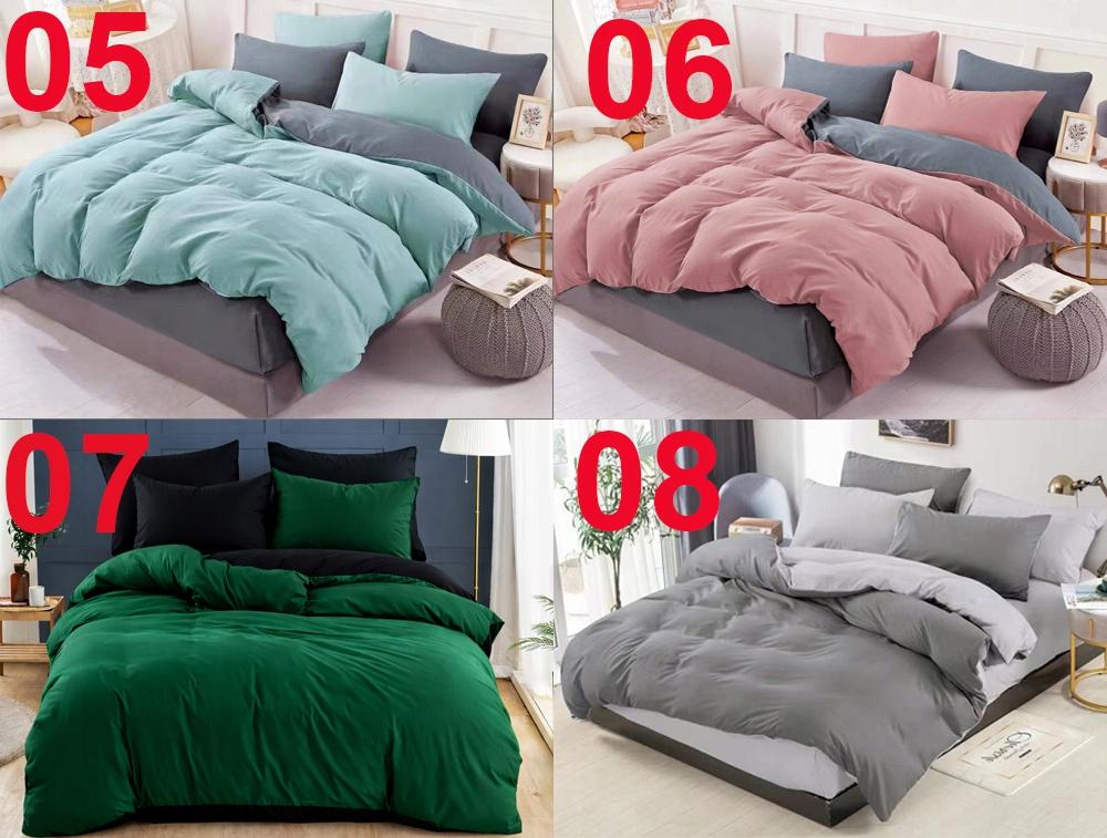 Double-sided Bedding 160x200 100% Cotton, Large Selection of Colors, Blue, Gray