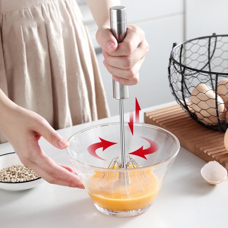 Stainless Steel Semi-automatic Egg Beater Cream Mixer Manual Rotary Egg Beater Egg Beater Handle Manual Mixer