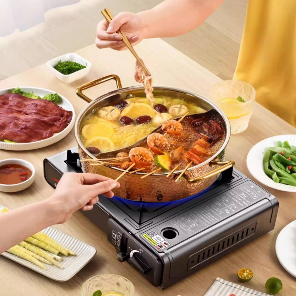 Portable Gas Stove with Hot Pot and Magnetic Induction Cooktop for Outdoor Camping