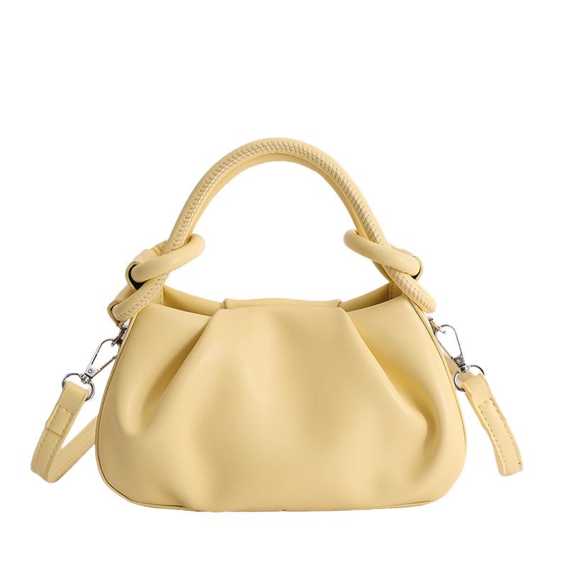 High End Trend Solid Color Pleated Design Messenger Bags Women Simple Temperament PU Leather Shoulder Bag Exquisite Handbags