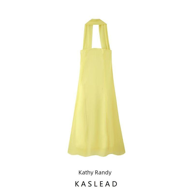 Kaslead New Women clothes Western Style Fashion Temperament Simple Scarf Collar Tube Top Chiffon Dress