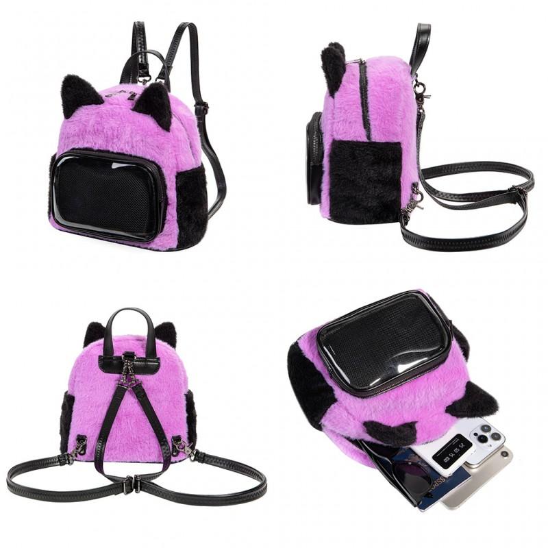 Student Plush Ita Backpack Large Capacity Badge Display Daily Use