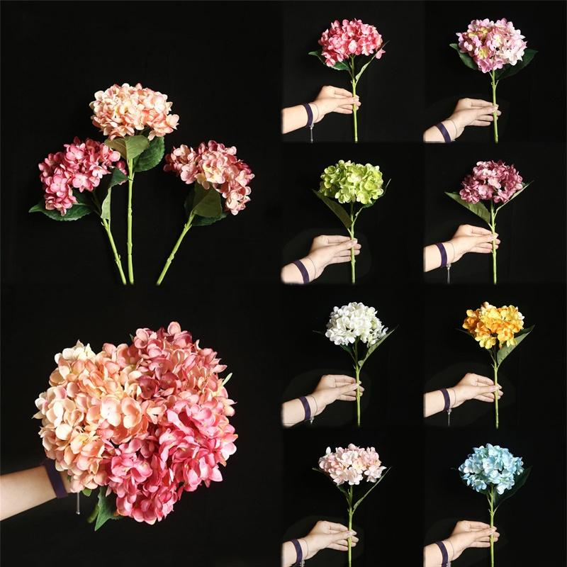 Artificial 46cm Hydrangea Fake Silk Flowers Bouquet Bridal Wedding Decor Home