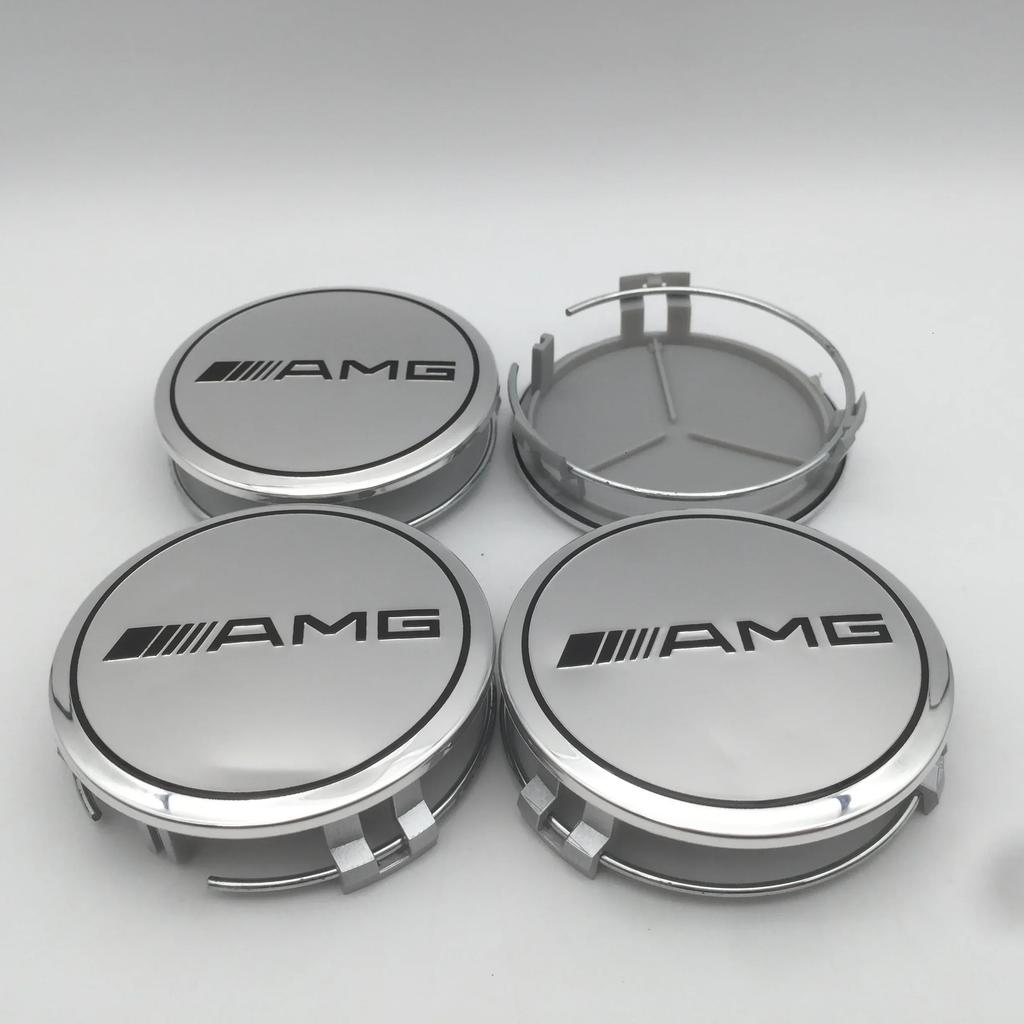 WTNWY1 C200 E200 New 2025 For Mercedes Benz 4pcs 3D 75mm For Mercedes Benz AMG Car emblem Wheel hub Center Cap Badge covers sticker Dec