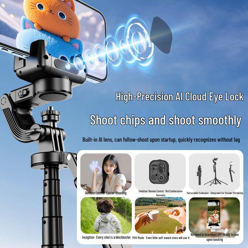 Bright Spot Extendable Selfie Stick & AI Tracking Phone Gimbal