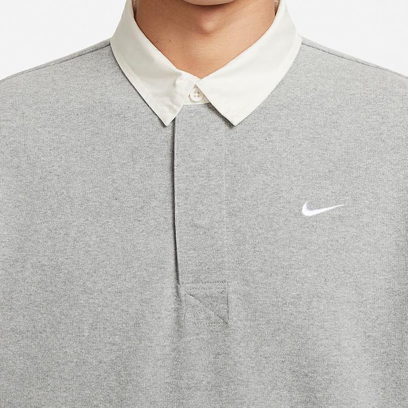 Nike Colorblock Hidden Placket Casual Long Sleeve Polo Shirt Men Tops Grey DQ5222-063