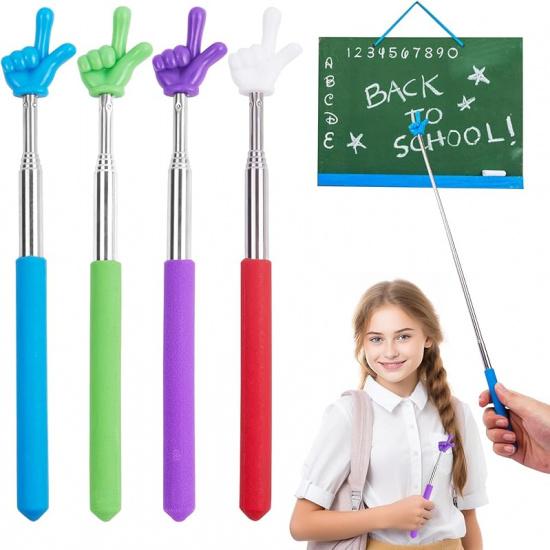 Telescopic Teacher Pointer Stick,4Pcs Mini Finger Pointer Stick,Retractable Teacher Pointer Stick forElementary School Kindergarten Teacher Teacher Black,red,blue,purple 4Pc