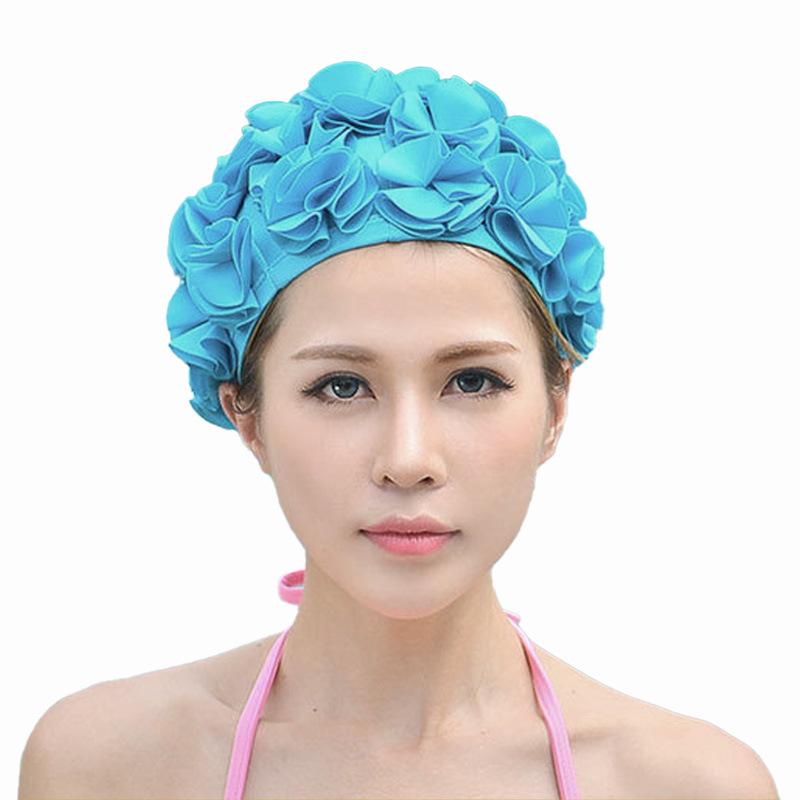 Căciulă de înot cu flori de vară pentru femei, cu elasticitate ridicată, confortabilă, nu strânge, căciulă de înot largă