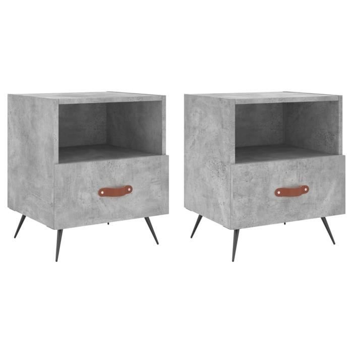VidaXL Tables de chevet 2pcs gris béton 40x35x47,5cm bois d’ingénierie 827381