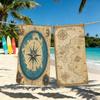 Towel For Outdoor Camping Beach Retro Towel World Map Super and Absorbent Quick-Drying Compass Summer Towel