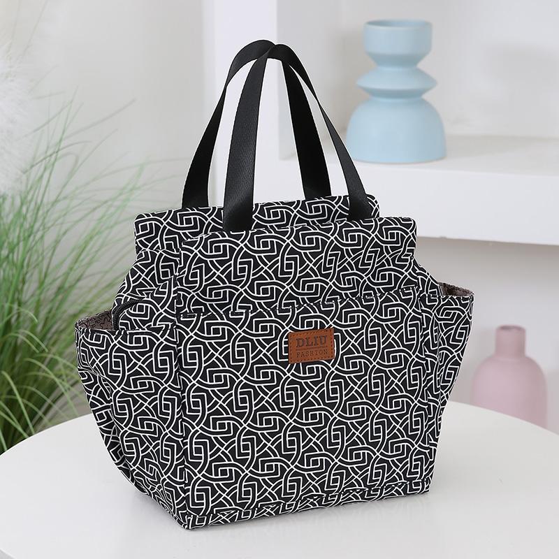 

Сумка для ланча с ретро-принтом, большая вместимость, термоизолированная сумка для бенто, ручная сумка для ланча, модная сумка для мамы для работы, активного отдыха