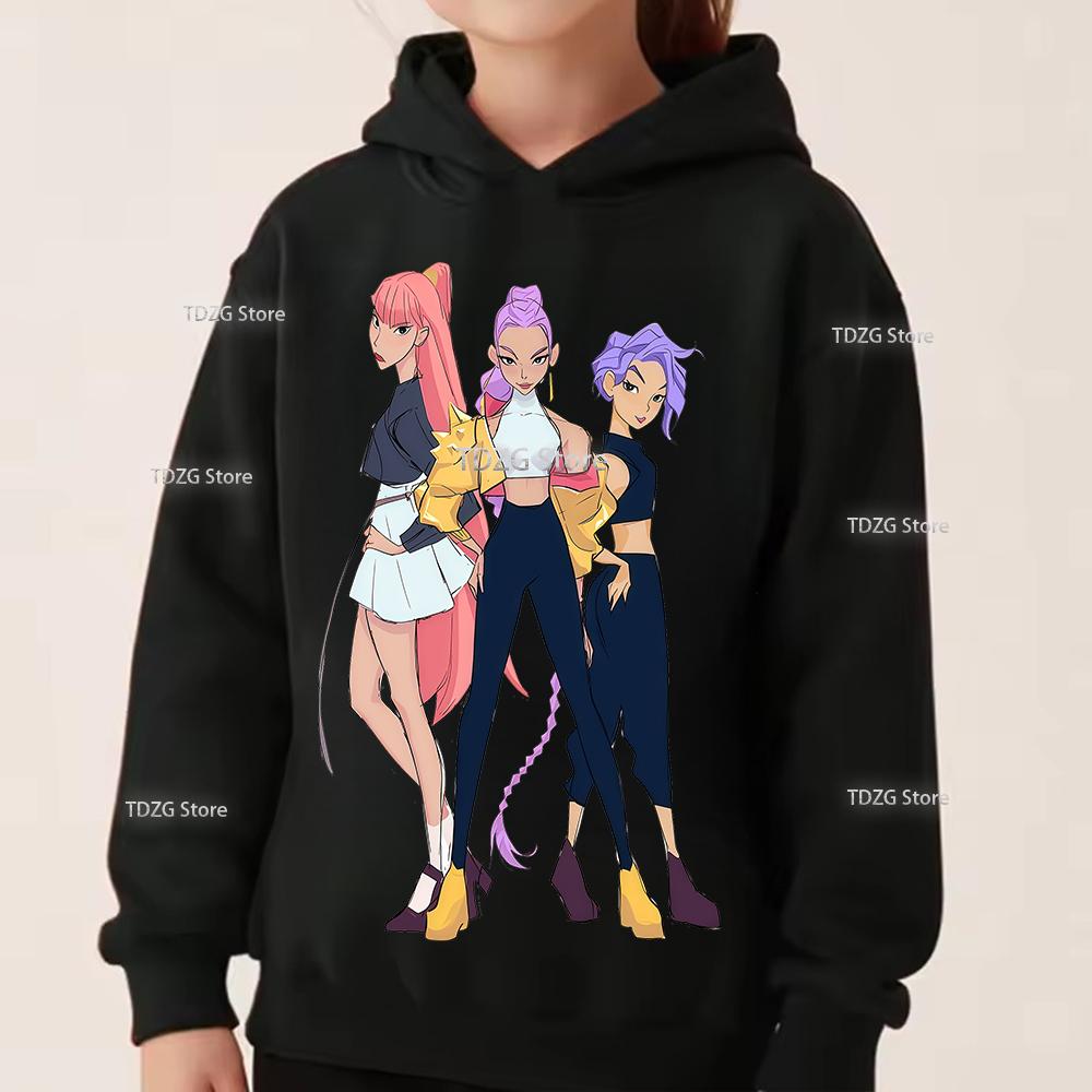 Hoodies & Sweatshirts (kids unisex) Fashion Minimalist Girl Group KPop Demon Hunter Print Boy Girl Fleece Pullover Hoodie Children Clothing