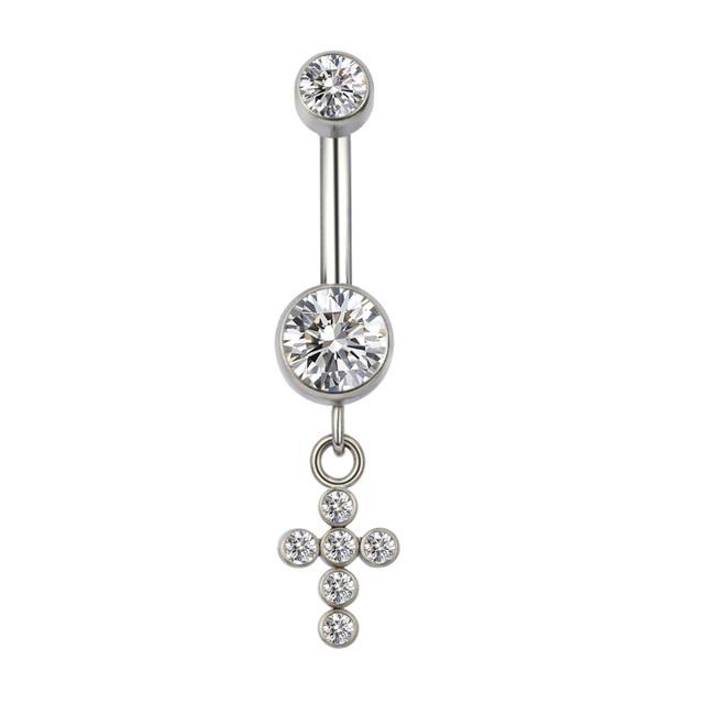 ASTM F136 Titanium PIERC Pendant Curved Navel Barbell Shiny CZ Sexy Belly Dance Earrings Bellybutton Helix Body Piercing Jewelry