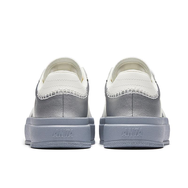 Anta Life Series Simple Comfortable Slip Resistant Durable Low Top Skate Shoes Women Sneakers Silver White Gray 922448003-3
