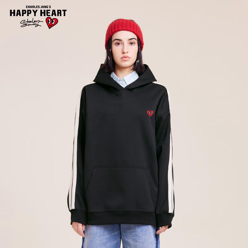 Charles Peach Heart Love Embroidery Hooded Sweatshirt