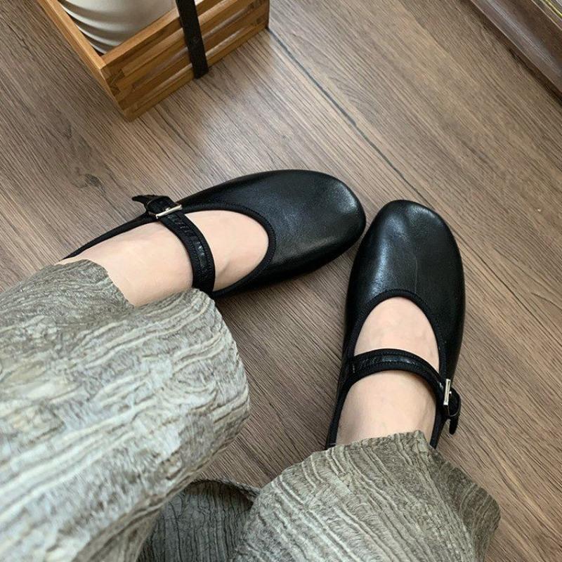 Leopard Print Low-heeled Single Shoes Autumn New Round Toe Shallow Mouth One-band Soft Sole Non-slip Low-top Shoes