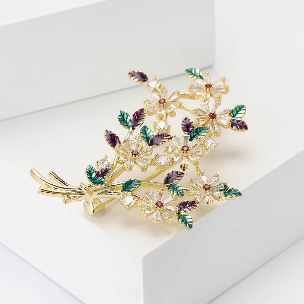 Squisita Versatile Spilla Bouquet Margherita in Rame Zirconato Lussuosa di Alta Gamma da Donna per Giacca da Abito Corsage Spilla Gioiello