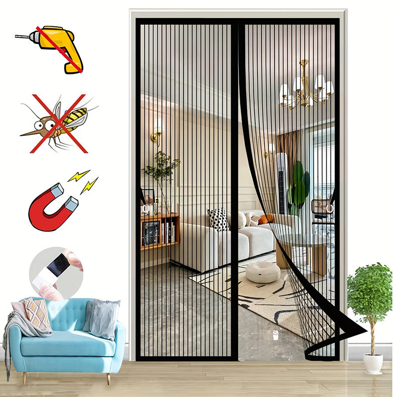 Magnetic Screen Door Curtain Self Closing Anti-mosquito Windproof Mosquito Net Air-Conditioning Partition Curtain