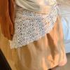 White Lace Shawl Fake Collar Hip Scarf Simple Flower Scarves  Female
