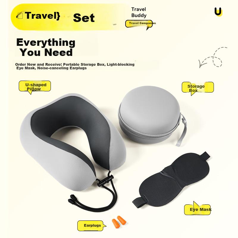 WITGOER U-Shaped Neck Pillow, U-Shaped Car And Airplane Headrest, High-Speed Rail Travel Pillow, Portable And Collapsible, Nap Aid