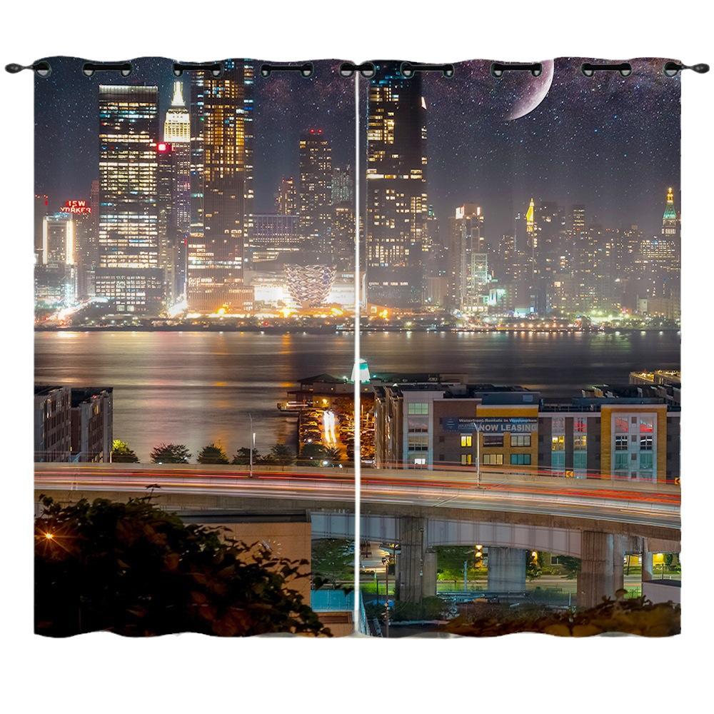 Curtains Urban Scenery Series 3D Digital Printing High Density Blackout Diy Curtains