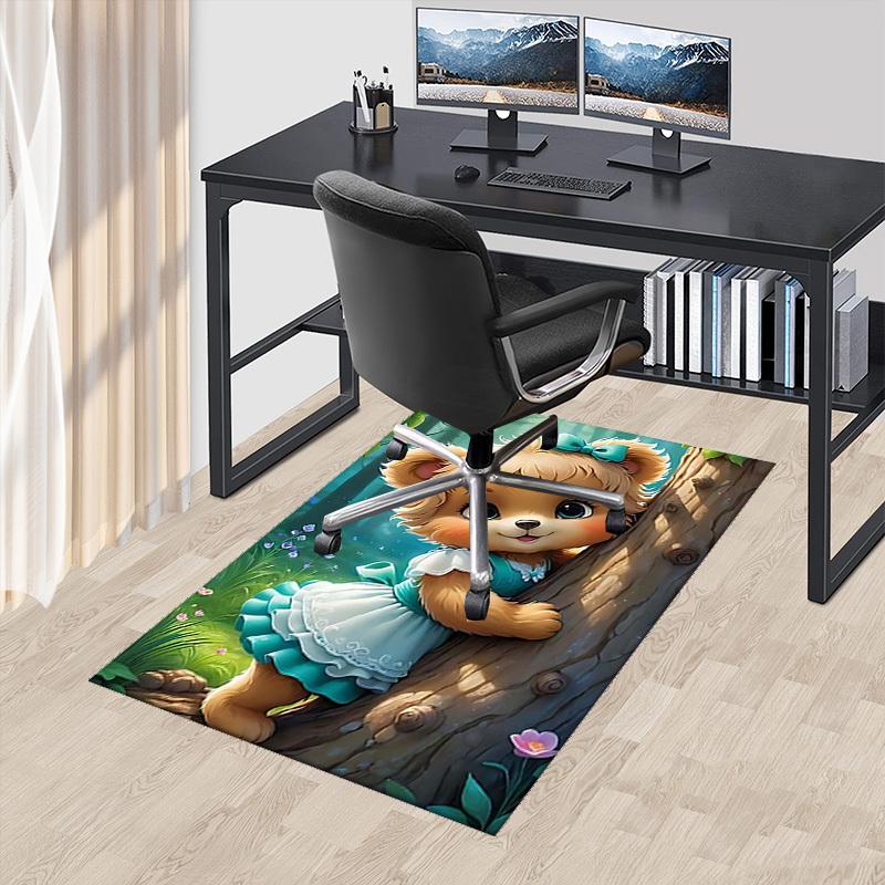 

1pc Anime Cartoon Design Office Chair Mat - Cute Bear with Bow Tie, Non-Slip Carpet for Home Decor, Suitable for All Seasons.H078 60cm by 90cm