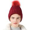European and American Women's Winter Knitted Hat Satin Inner Hairball Hat Warm Skull Hat Brimless Men's Wool Hat