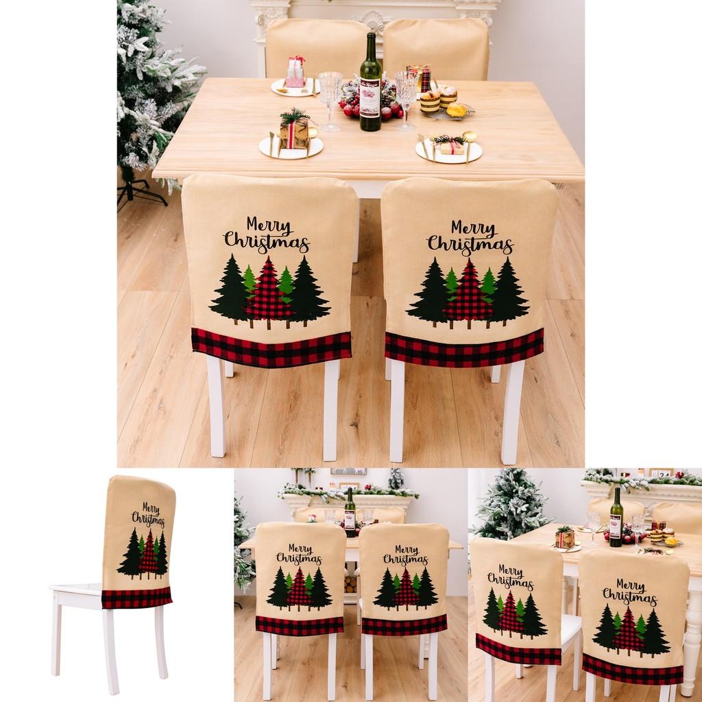 Merry Stylish Christmas Chair Cover With Rustic Burlap And Plaid Design Celebrations For