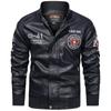 Spring and Autumn Men's Motorcycle Suit Leather Jacket Color Blocking American Baseball Collar Pilot Casual PU Leather Jacket