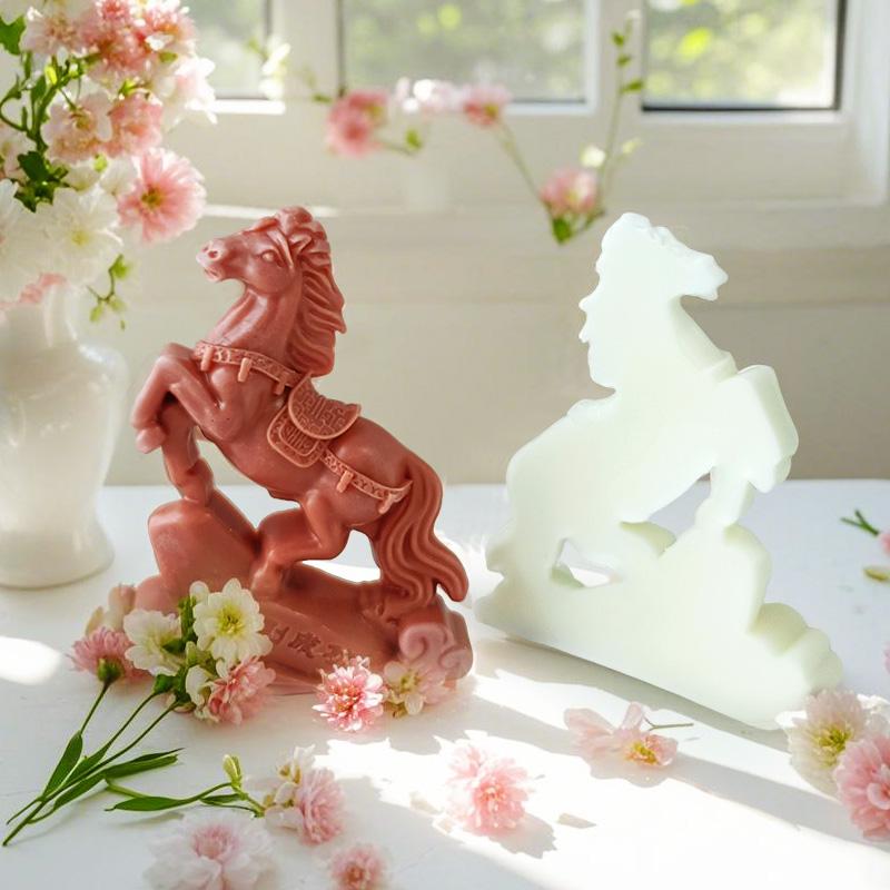 DIY Gips Handwerk Pferd Silikonform Desktop Dekoration Gips Harz Form Gießform Handgemachte Seife Aroma Kerze Form