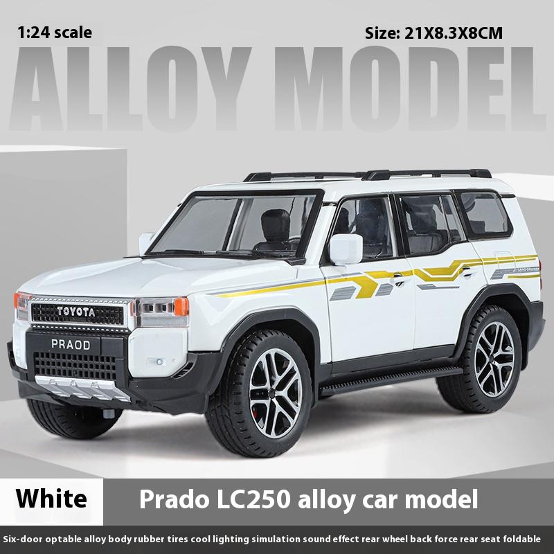 New 1:24 Land Cruiser Prado LC250 SUV Alloy Die Cast Toy Car Model Sound and Light Children's Toy Collectibles Birthday Gift