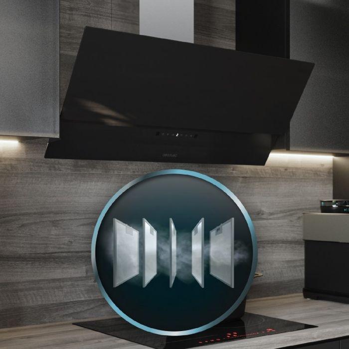 Hotte décorative - CECOTEC - Bolero Flux DT 908001 - Verre Noir - 90 cm - A++