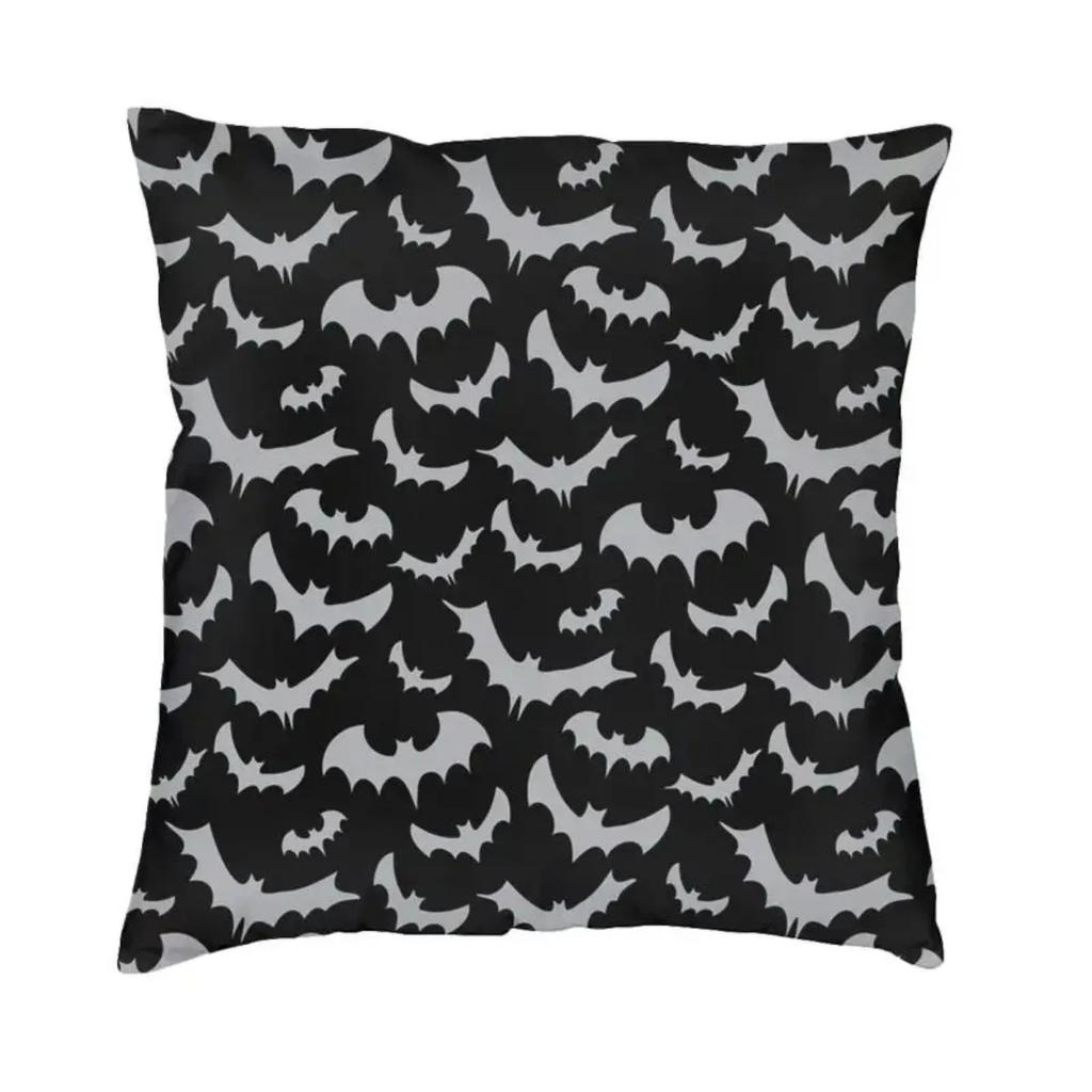 Pastel Goth Pink Black Bats Nordic Throw Pillow Cover Home Decorative Halloween Witch Chair Cushion 45x45cm Pillowcases