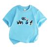 Kids Boys Girls 100% Cotton Crew Neck Short Sleeve T-Shirt, Stylish Graffiti New Water Printed Soft Breathable Casual Tees, Comfortable Summer Daily W