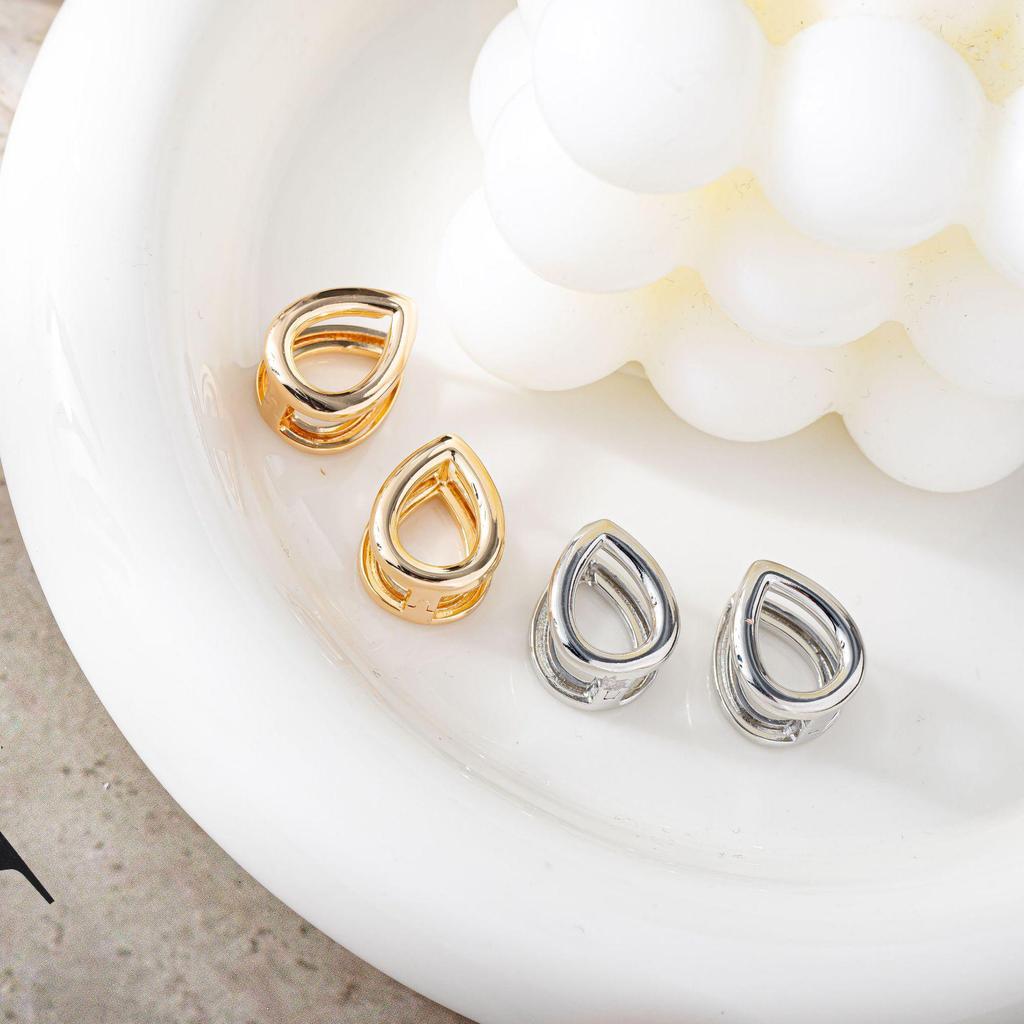 Metalllic Water Drop Double-Sided Ear Cuff Earrings - Light Luxury, High-End Feel, European American Style.