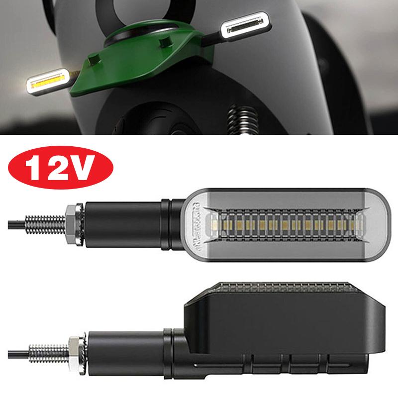 

Pdtoweb 2X 14LED Amber White MotorBike Motorcycle Flowing Turn Signal Indicator Light