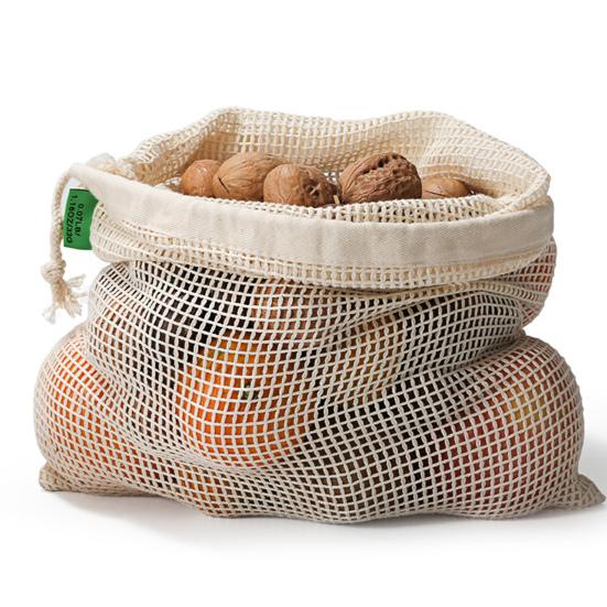 Shopping Bag Reusable Large Capacity Cotton Fruit Vegetable Produce Mesh Tote for Outdoor