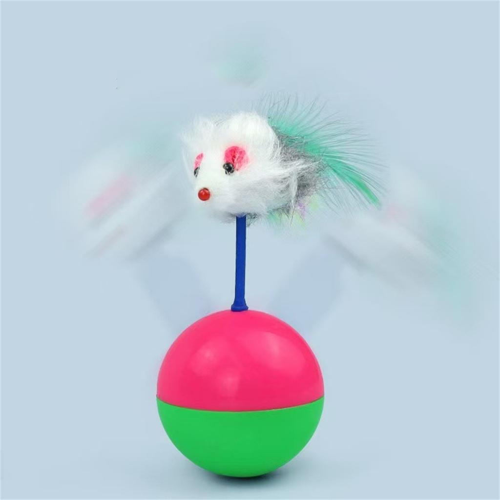 Cat Mouse Teaser Toy, Furry Tumbler Mouse Cat Toy Interactive Cat Stick, Cat Anti-Boring Feather Mouse Toy Interactive For Indoor