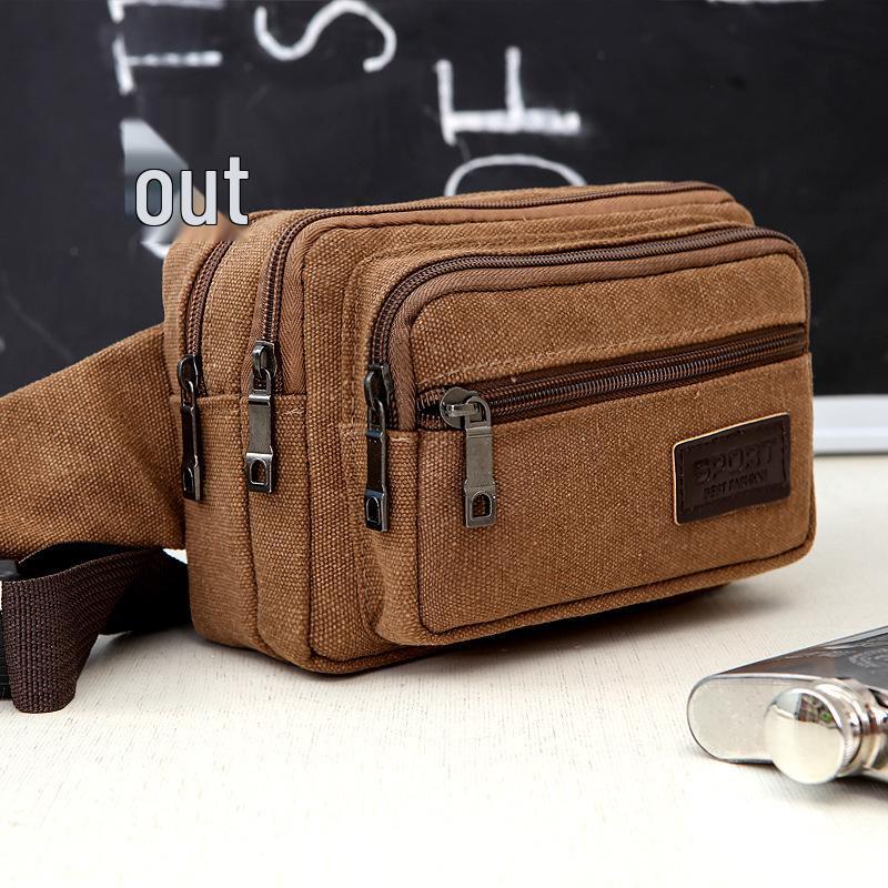 

Мужская прочная холщовая поясная сумка: Многофункциональный, Износостойкий, Большой вместимости для строительства и работы коричневый