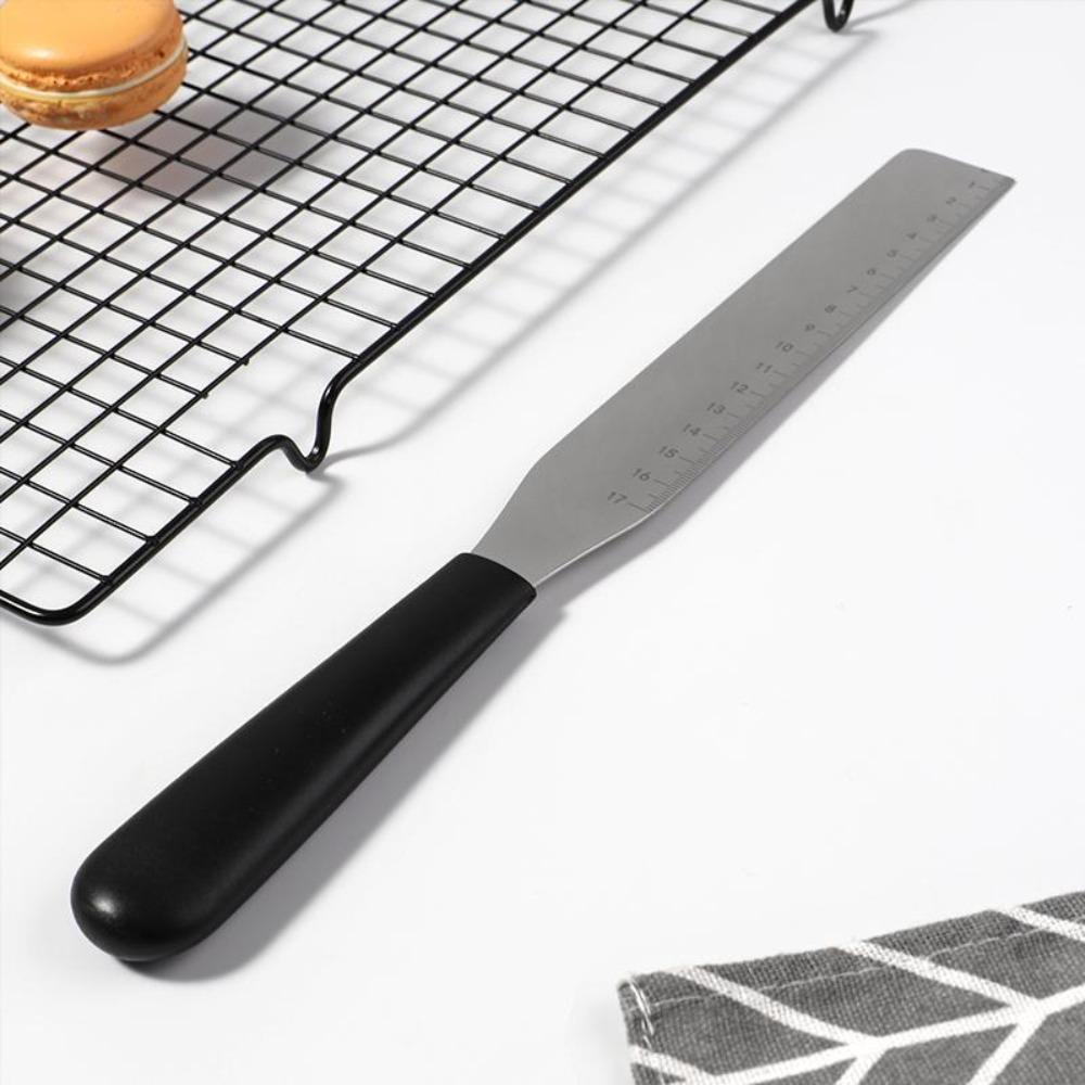 3PCS 8/10/12 in Stainless Steel Cake Cream Spatula with Markings Non-slip Handle Right Angle Spatula Rust-proof