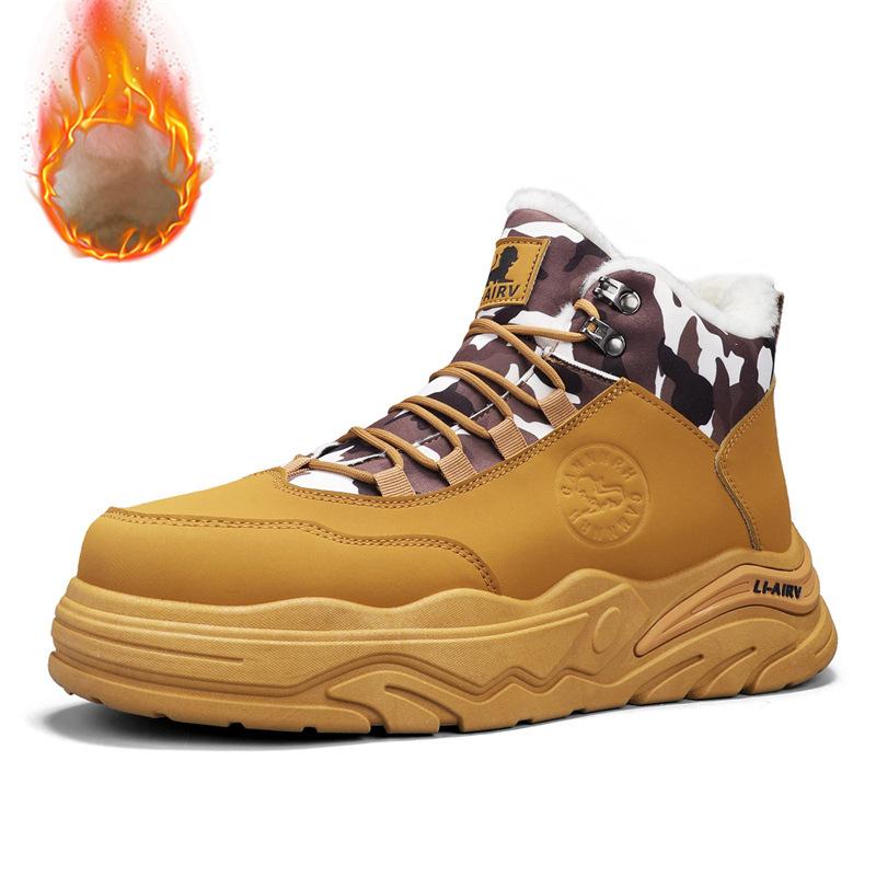 

Winter men s high-top thick-soled short boots, piled and thickened warm cotton shoes, Northeast cold-resistant outdoor tooling Martin boots 44 хаки