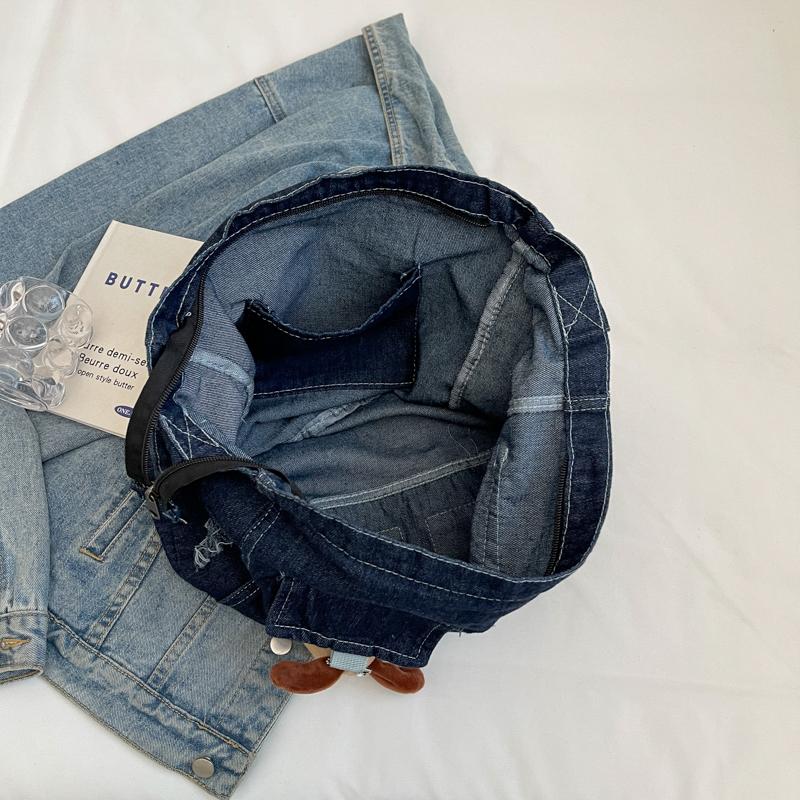 Джинсовая сумка Большая вместительная сумка Женская сумка через плечо Студенческая сумка — фото 10