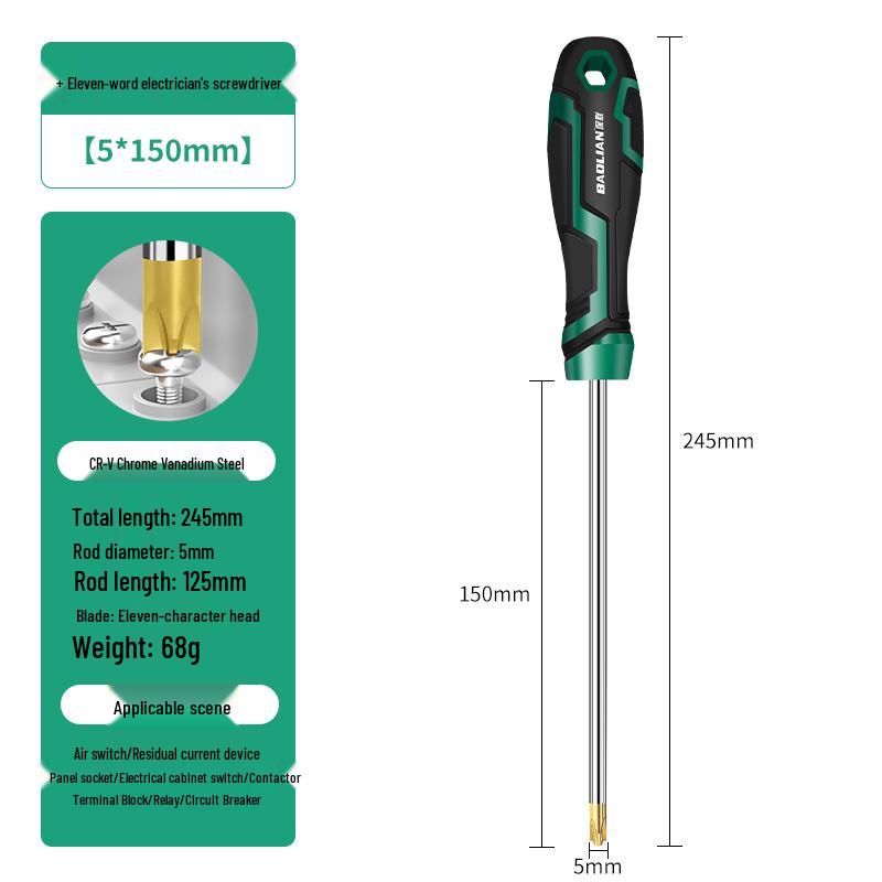 11-Piece Industrial Grade Magnetic Electrician Screwdriver Set - S2 Phillips & Slotted