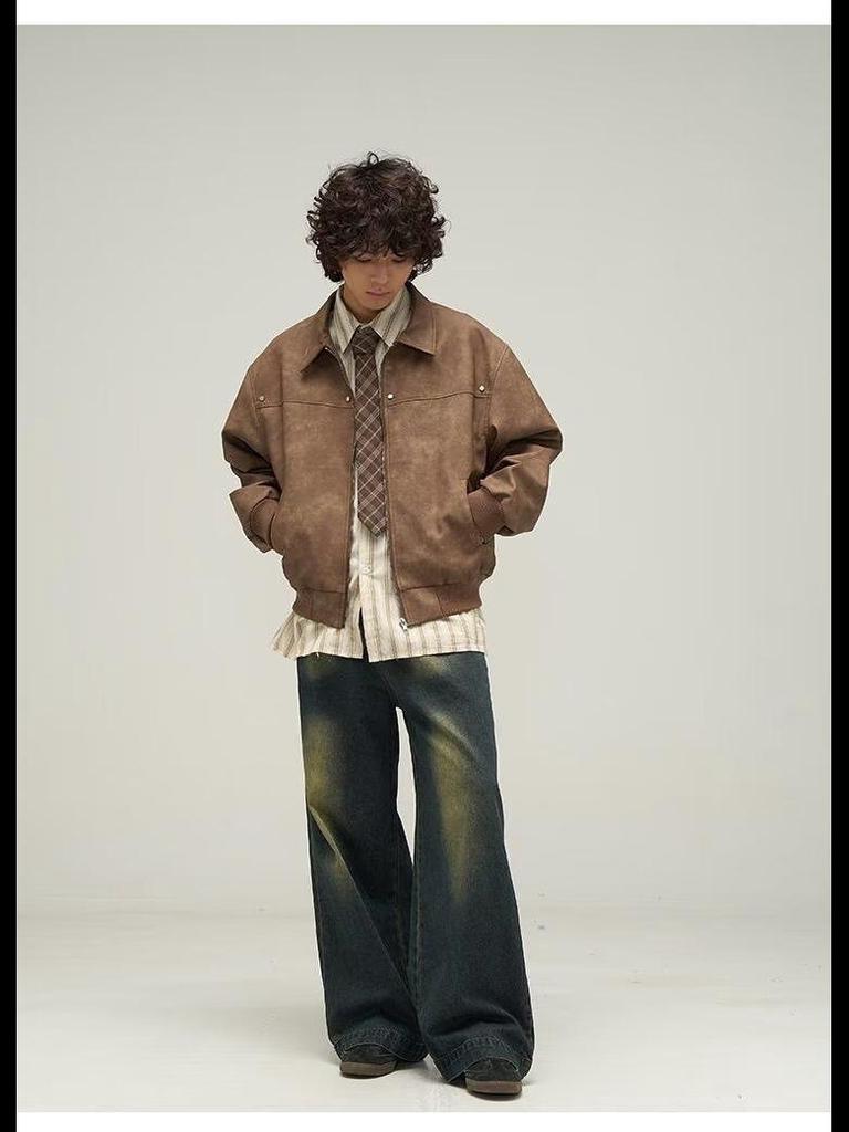 American Retro Distressed Men's Jacket, 2024 Spring/Autumn Collection - Trendy, Loose, and Versatile