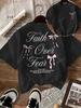 Pink Bow Faith Over Fear Printed Women Tee Shirts All-Match T-Shirt Casual O-Neck Clothes Hip Hop Y2K Short Sleeve