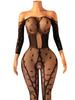 Women'S See Through Sexy Lingerie Off Shoulder Hollow Out Bodysuit Sexy Open Crotch Stripe Jumpsuit Night Club Party Lingerie